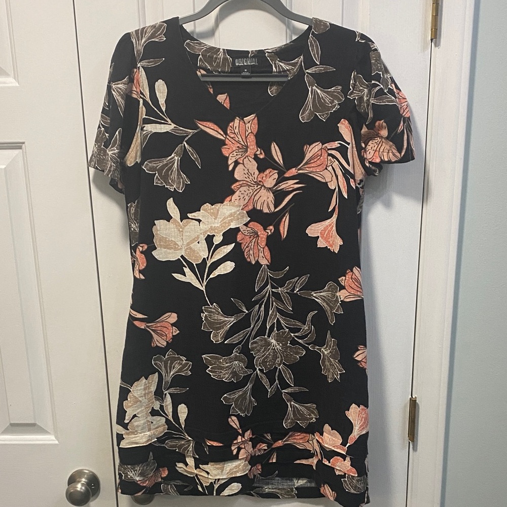 Nicole Miller Black and Brown Patterned Top